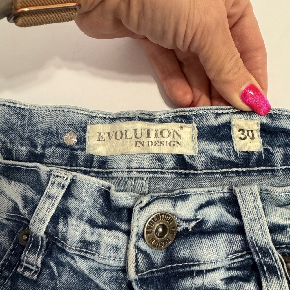 Evolution In Design Jeans Mens 30 Dark Blue Denim Acid Wash Men YTK 90’s - Picture 4 of 13